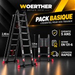 Escabeau T&eacute;lescopique Grafitek 5 m / 2,5m | Pack Basique
