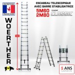 ECHELLE ESCABEAU TRIPLE FONCTIONS WOERTHER, MODELE CLASSIC 5.6M/2.8M - PACK BASIQUE