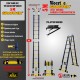 ECHELLE ESCABEAU TRIPLE FONCTIONS WOERTHER DOUBLE BARRES STABILISATRICES, GRAFITEK 5M60/2.80M - PACK 1 (AVEC PLATEFORME)