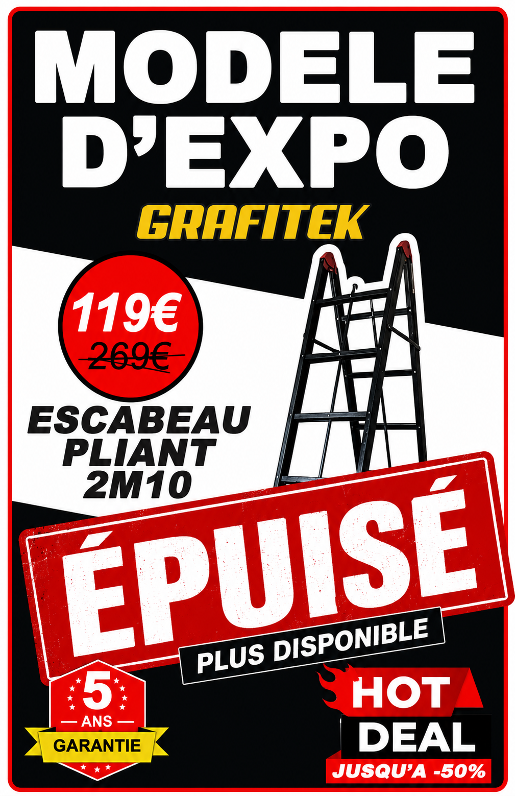 Escabeau télescopique 2,10 m épuisé