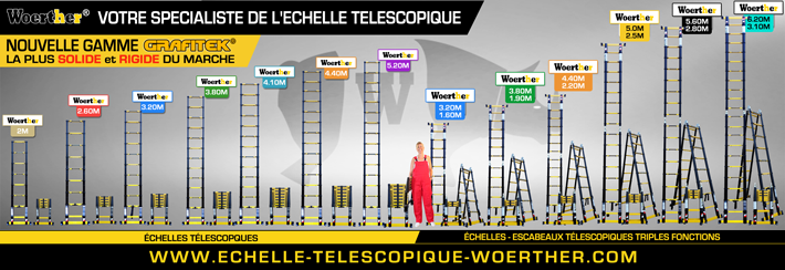 Gamme complète échelle escabeau télescpique WOERTHER