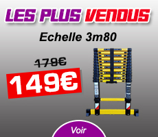 Escabeau-échelle télescopique Woerther 3m80/1m90 Double barre  stabilisatrices - Plus housse - Qualité supérieure - Garantie 5 ans