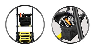 Echelle-escabeau télescopique 3,8m/1,9m avec housse, sac à outils