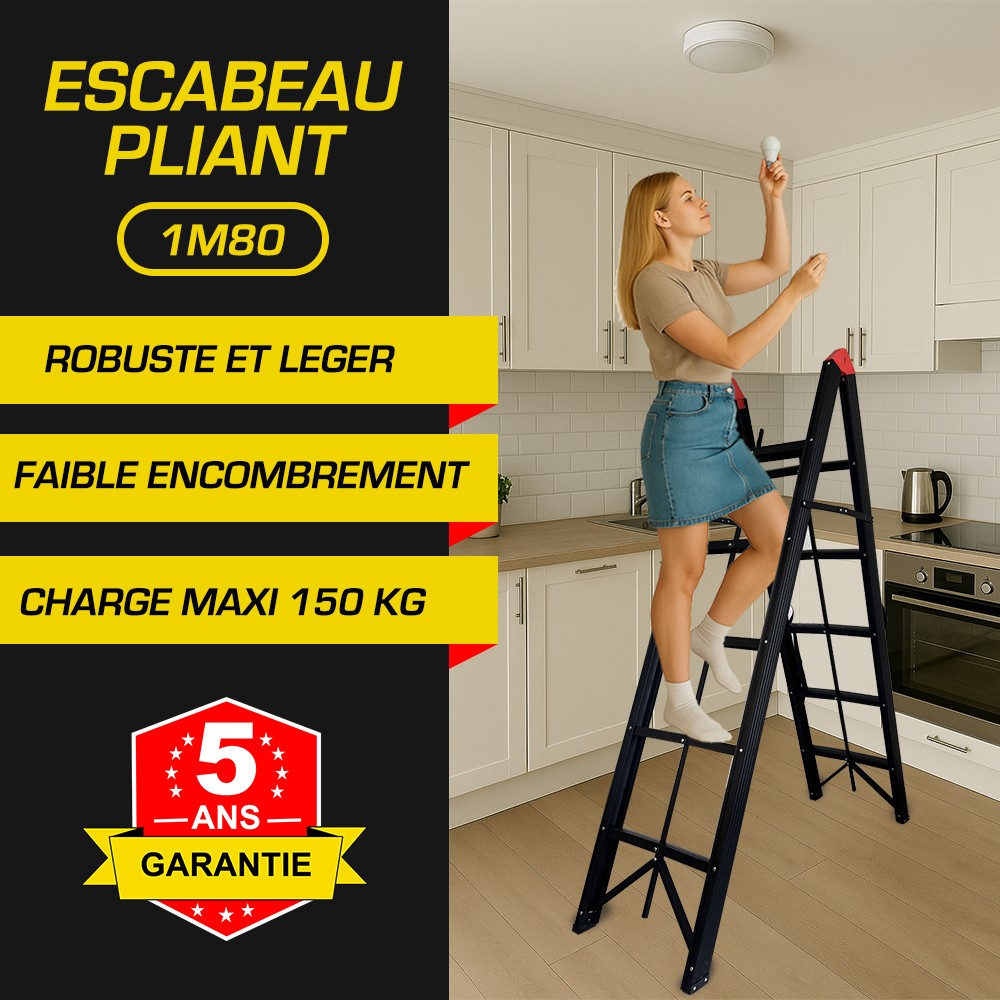 Escabeau pliant 1,80 mètres 