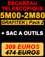 Escabeau télescopique gamme Grafitek 5m avec deux barres stabilisatrices pack 2