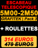 Escabeau télescopique gamme Grafitek 5m avec deux barres stabilisatrices pack 3