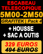 Escabeau télescopique gamme Grafitek 5m avec deux barres stabilisatrices pack 4