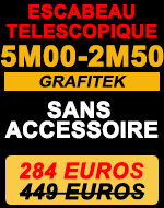 Escabeau télescopique gamme Grafitek 5m avec deux barres stabilisatrices pack basique