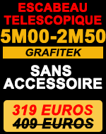 Echelle-escabeau télescopique Woerther 5m/2m50 avec double barres  stabilisatrices plus plateforme et pousse - Garantie 5 ans - Qualité  supérieure