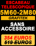 escabeau télescopique 5m 60 gamme Grafitek avec deux barres stabilisatrices pack basique