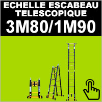 Echelle-escabeau télescopique 3m80/1m90 Woerther avec double barres  stabilisatrices - Garantie 5 ans - Qualité supérieure